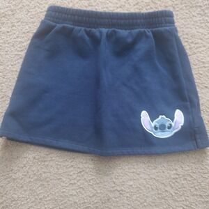 Disney Stitch Skirt Girls Size Medium 7/8 Navy Blue Character Fleece Lined